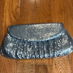 Bloomingdale's Silver Sequin Evening Clutch